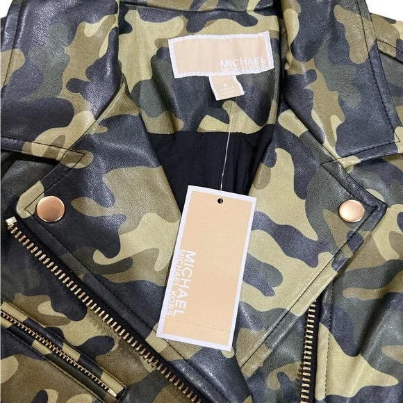 Michael Kors Camouflage Women Faux Leather Jacket Size S NWT - Picture 5 of 6